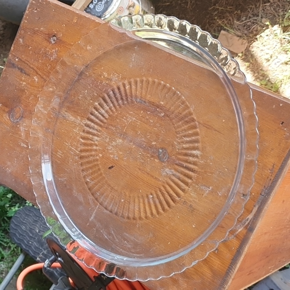 Vintage MCM glass cake plate